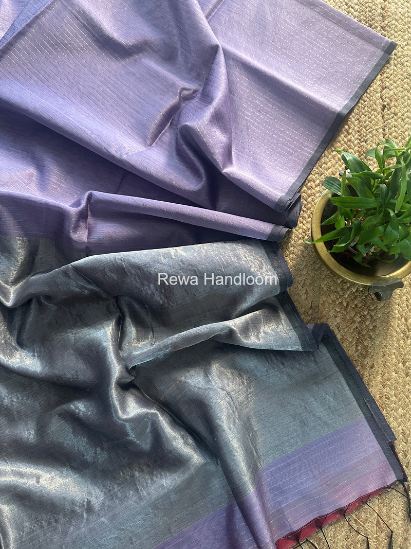 Maheshwari Lavender Silver Tissue Lining Saree TSLS07