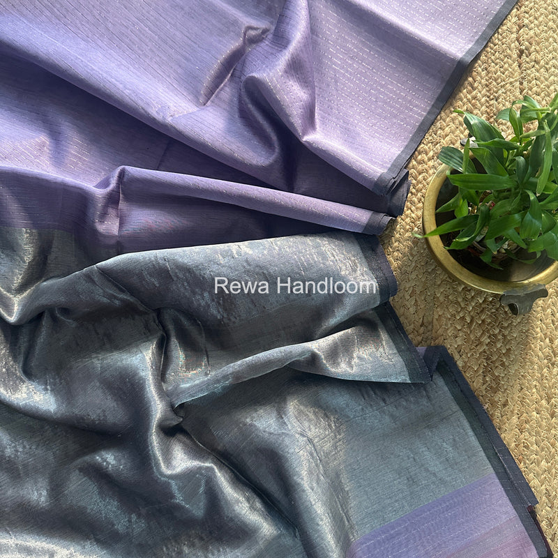 Maheshwari Lavender Silver Tissue Lining Saree TSLS07