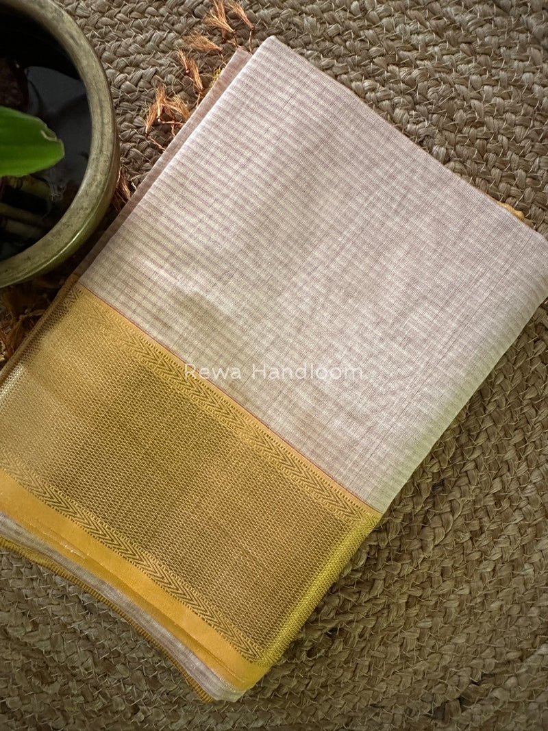 Exclusive Maheshwari Off White Tissue Silk Saree ZTS0114
