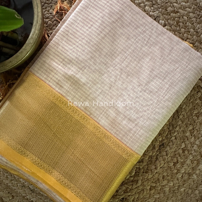 Exclusive Maheshwari Off White Tissue Silk Saree ZTS0114