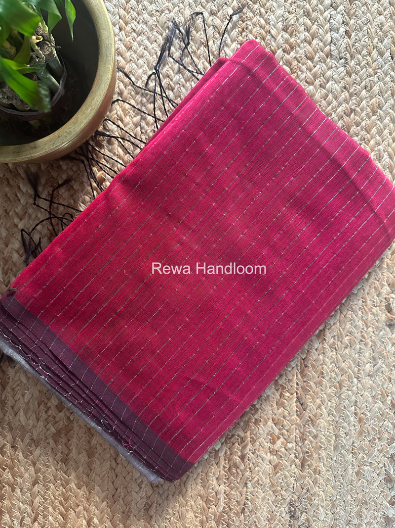 Maheshwari Pink Silver Tissue Lining Saree TSLS08