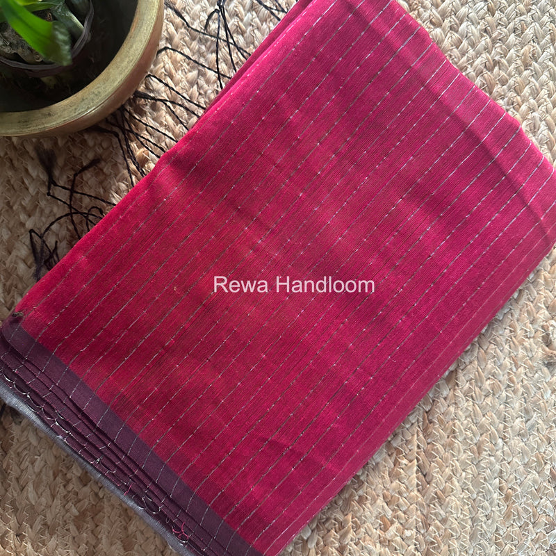 Maheshwari Pink Silver Tissue Lining Saree TSLS08