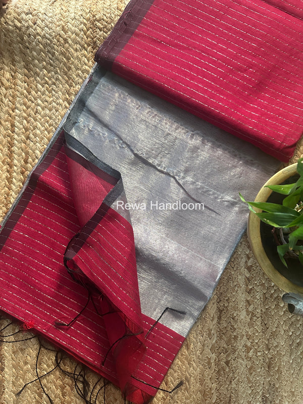Maheshwari Silver Tissue Lining Saree