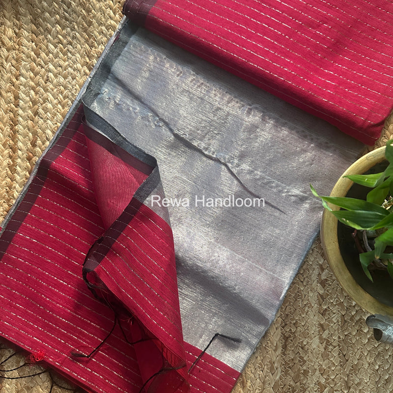 Maheshwari Silver Tissue Lining Saree
