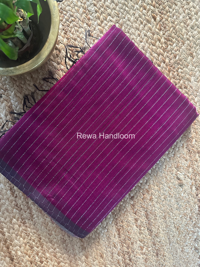 Maheshwari Dark Purple Silver Tissue Lining Saree TSLS010