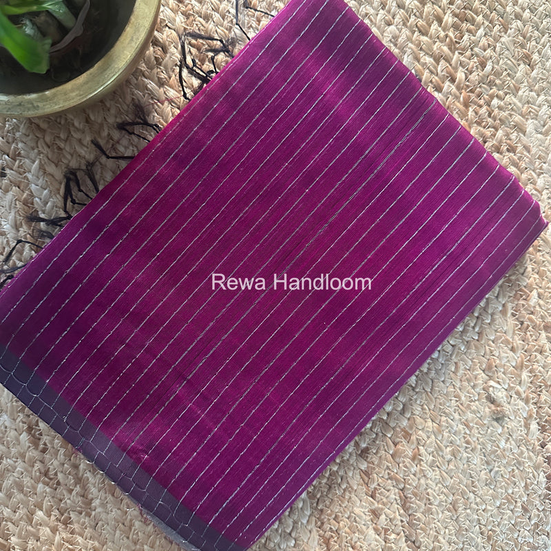 Maheshwari Dark Purple Silver Tissue Lining Saree TSLS010