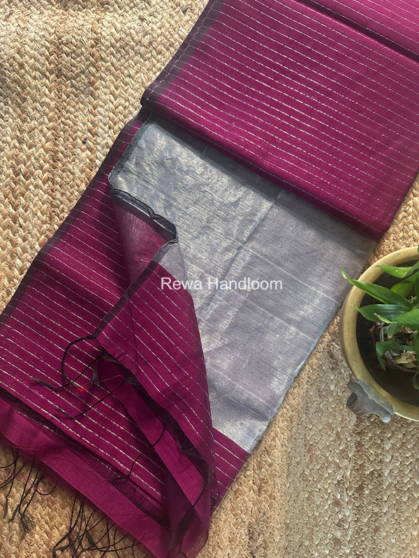 Maheshwari Silver Tissue Lining Saree