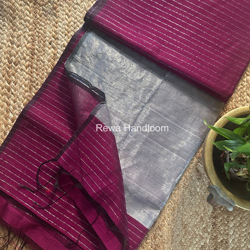 Maheshwari Silver Tissue Lining Saree