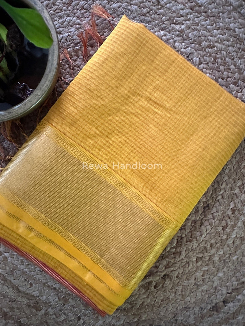 Exclusive Maheshwari Yellow Tissue Silk Saree ZTS0117