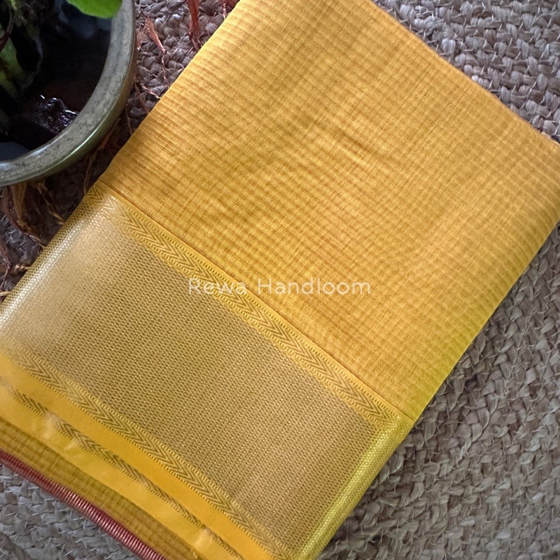 Exclusive Maheshwari Yellow Tissue Silk Saree ZTS0117