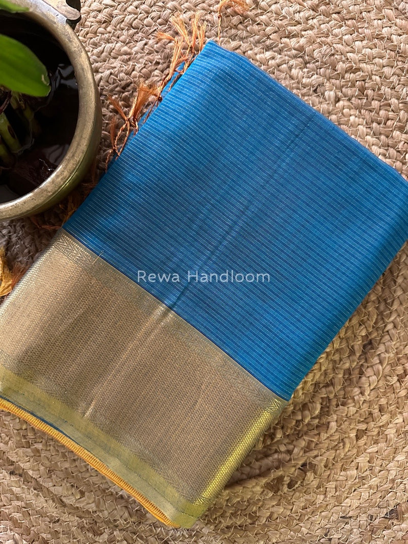 Exclusive Maheshwari Blue Tissue Silk Saree ZTS0112