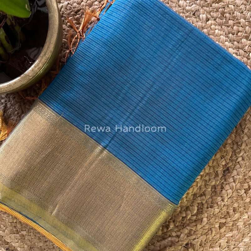 Exclusive Maheshwari Blue Tissue Silk Saree ZTS0112