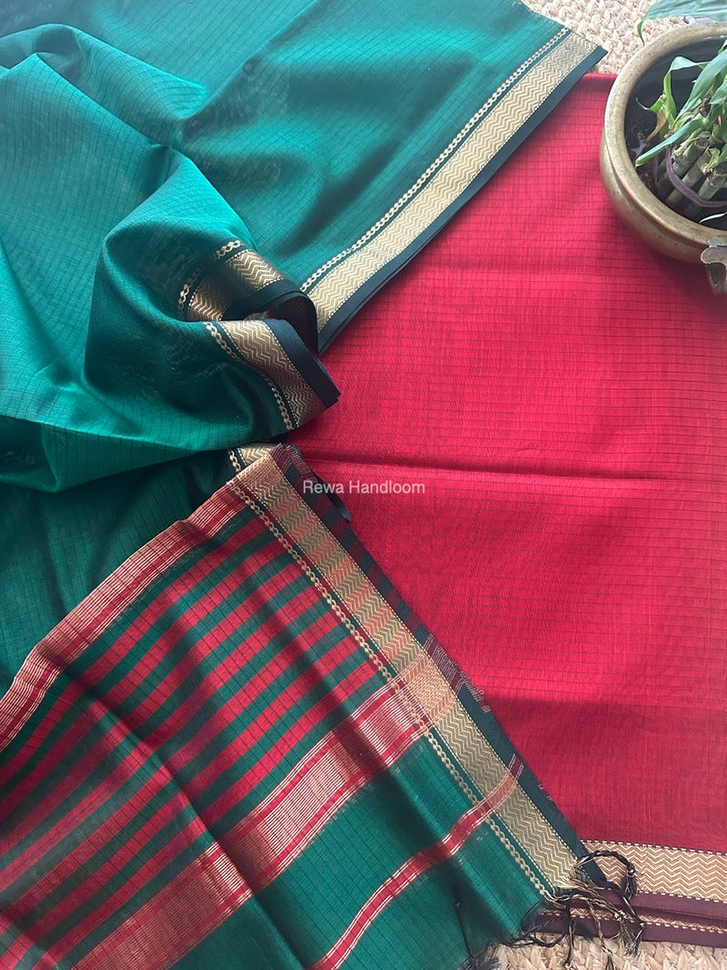 Maheshwari Zari Border Dress Material