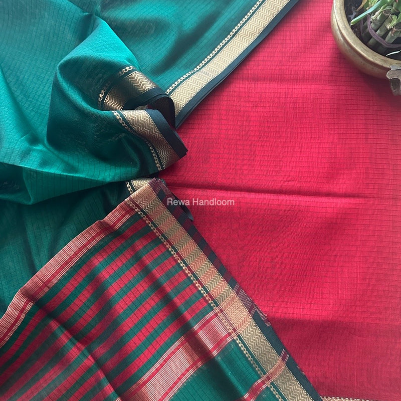 Maheshwari Zari Border Dress Material