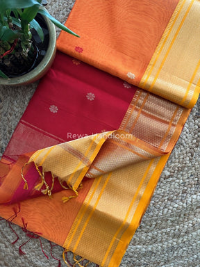 Maheshwari Orange Zari Butti Saree SW01