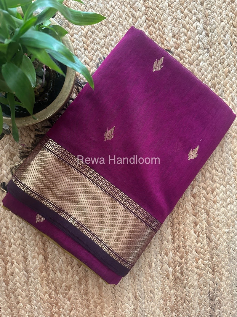 Maheshwari Purple Zari Butti Saree PTB0139