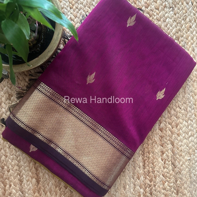Maheshwari Purple Zari Butti Saree PTB0139