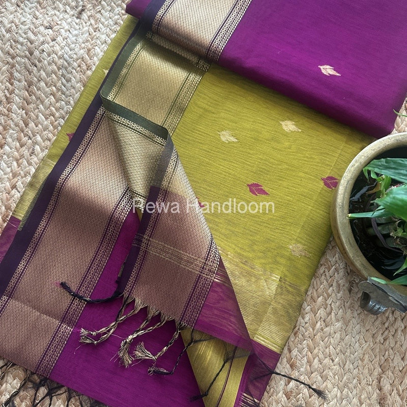 Maheshwari Purple Zari Butti Saree PTB0139