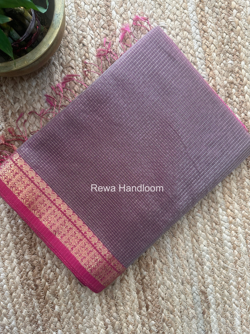 Maheshwari Onion Pink Tissue Silk Saree TCB0067