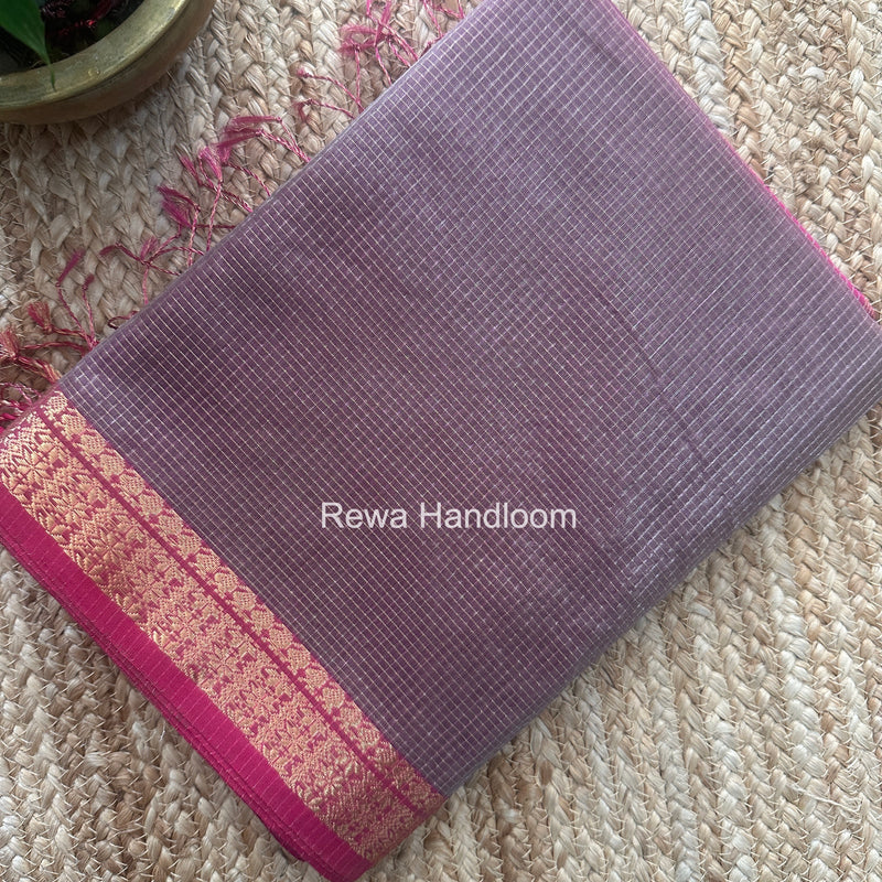 Maheshwari Onion Pink Tissue Silk Saree TCB0067