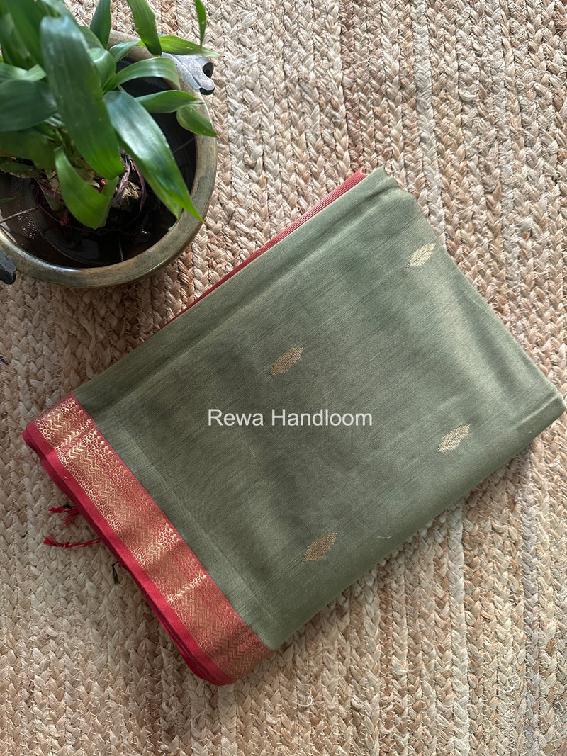 Maheshwari Olive Green Aami Butti Saree SBT00112