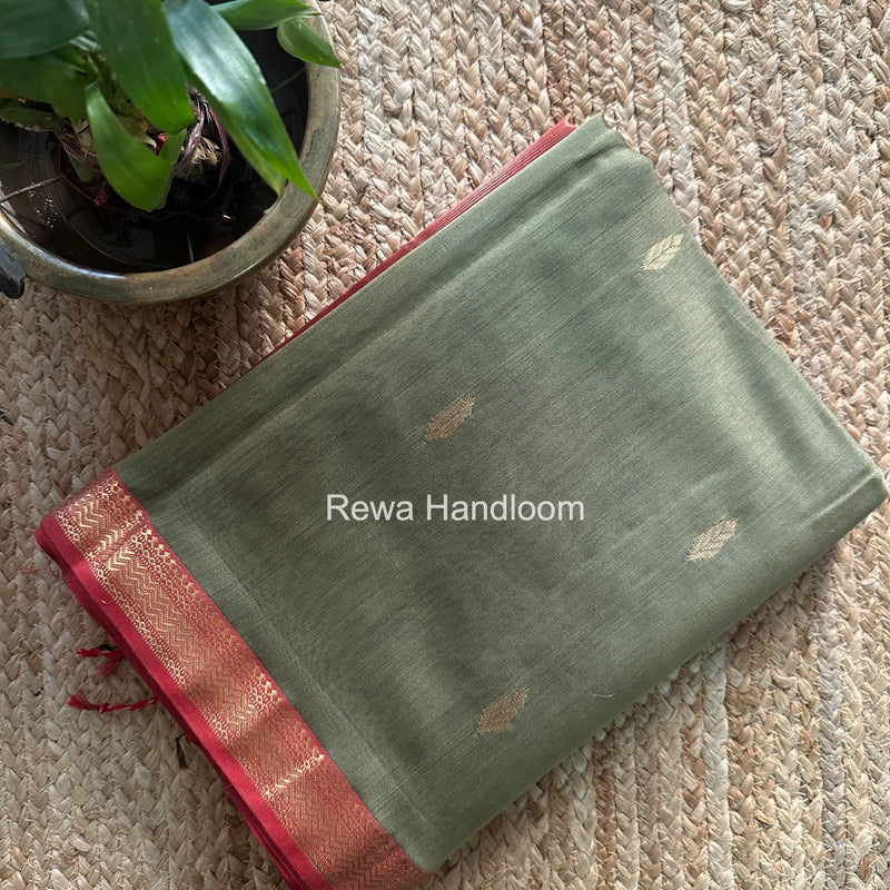 Maheshwari Olive Green Aami Butti Saree SBT00112