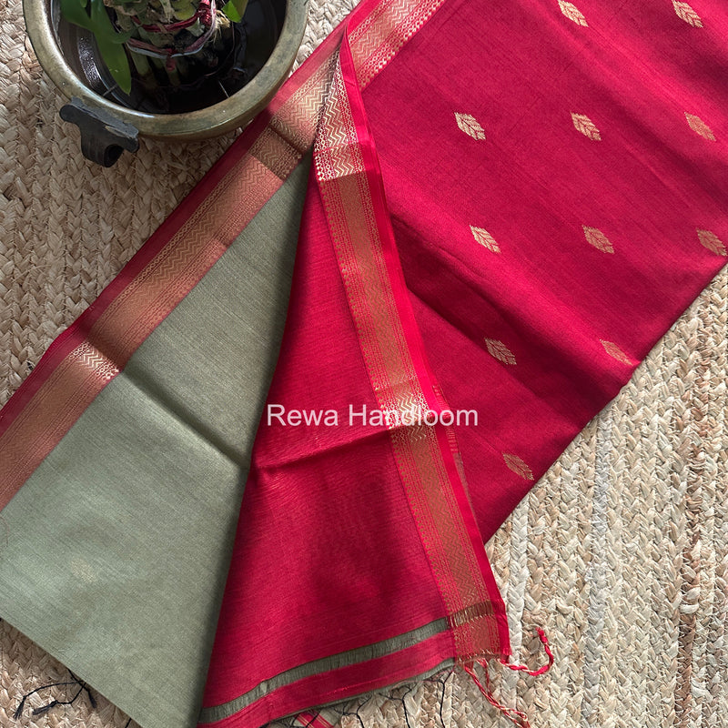 Maheshwari Olive Green Aami Butti Saree SBT00112