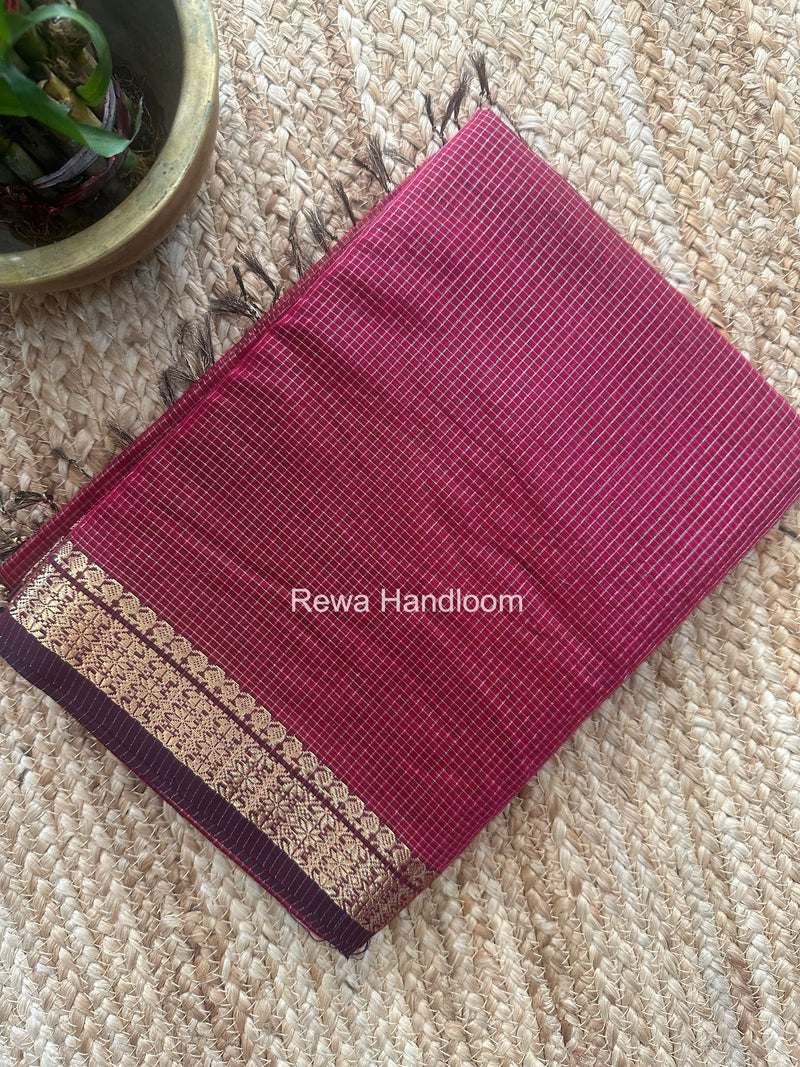 Maheshwari Pink Tissue Silk Saree TCB0068