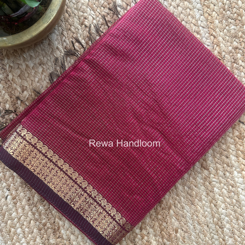 Maheshwari Pink Tissue Silk Saree TCB0068