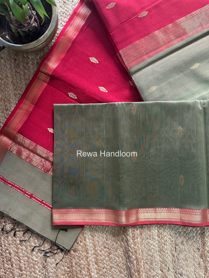 Maheshwari Olive Green Aami Butti Saree SBT00112