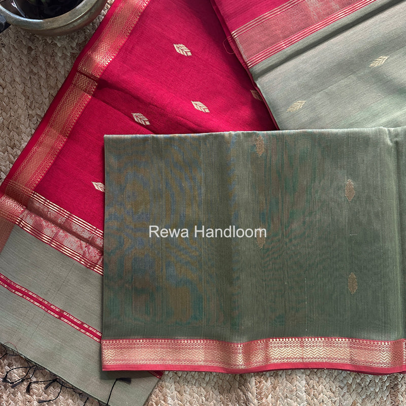 Maheshwari Olive Green Aami Butti Saree SBT00112