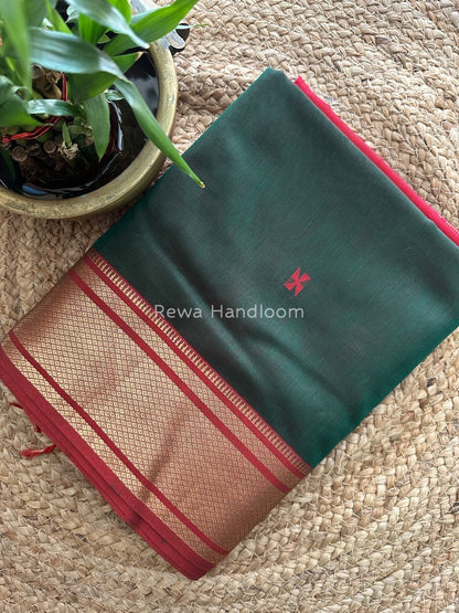Maheshwari Green Zari Butti Saree SW02