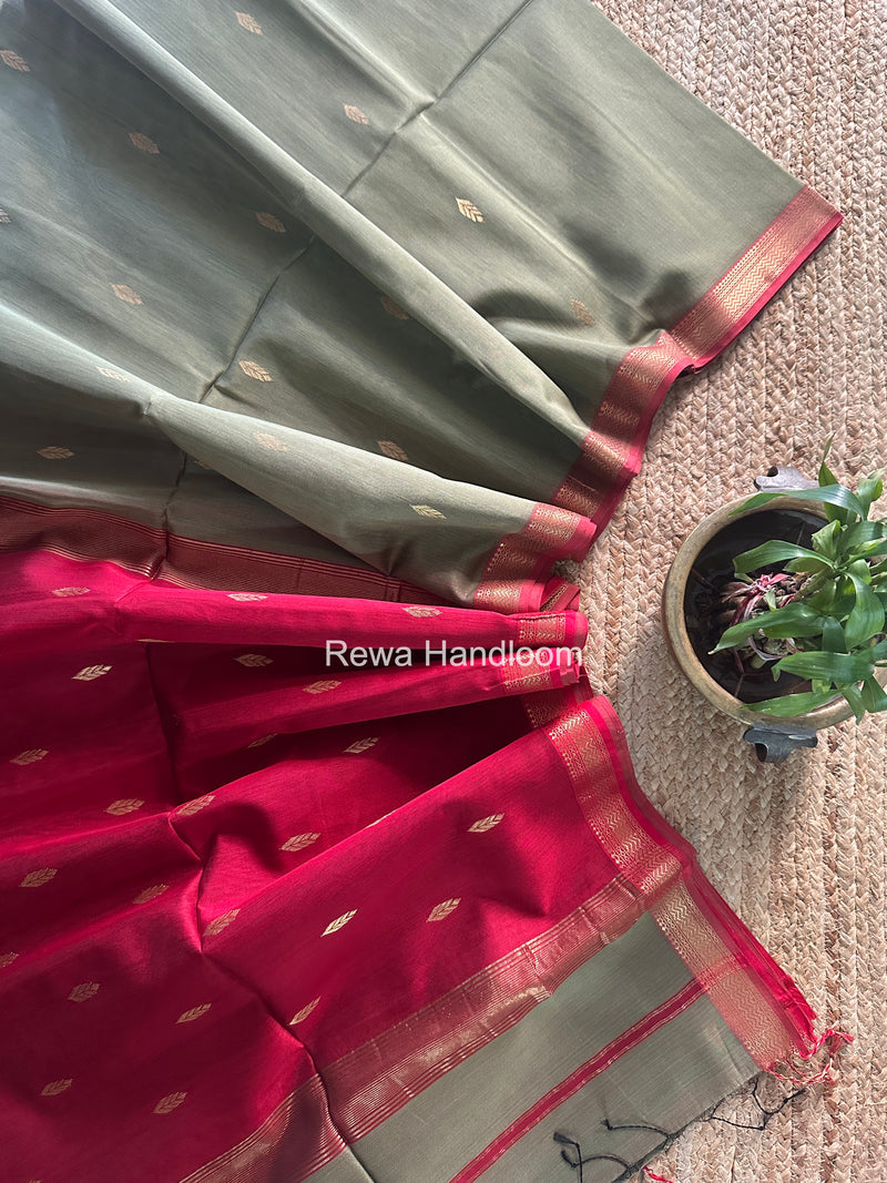 Maheshwari Olive Green Aami Butti Saree SBT00112