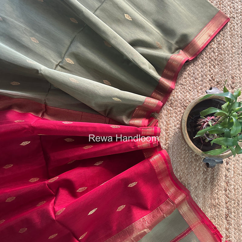 Maheshwari Olive Green Aami Butti Saree SBT00112