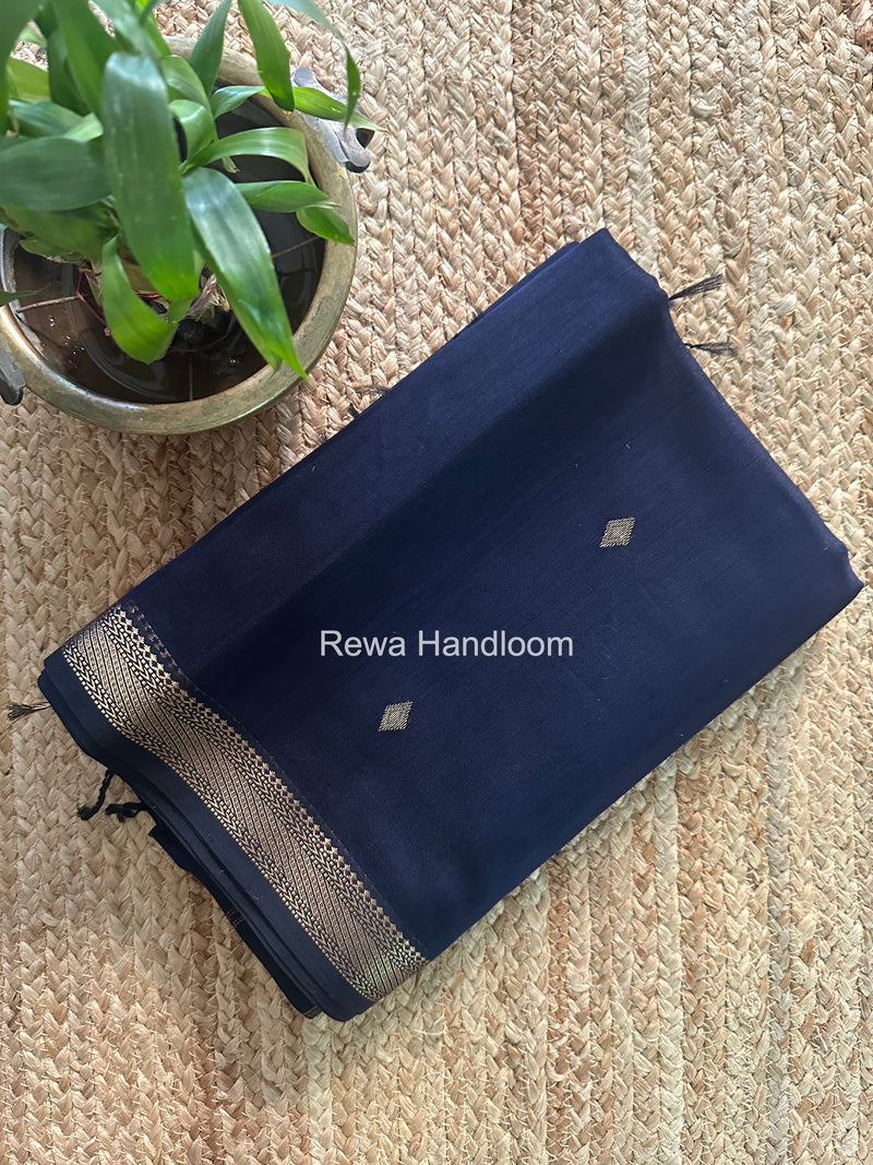 Maheshwari Dark Navy Blue Aami Butti Saree SBT00110