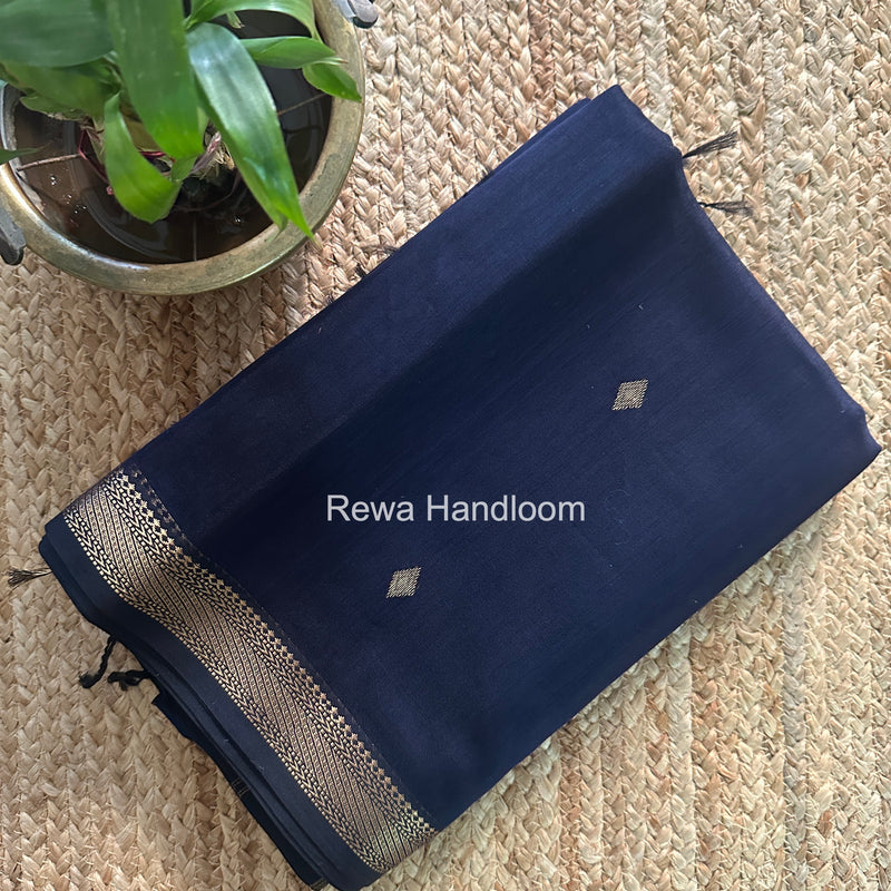 Maheshwari Dark Navy Blue Aami Butti Saree SBT00110