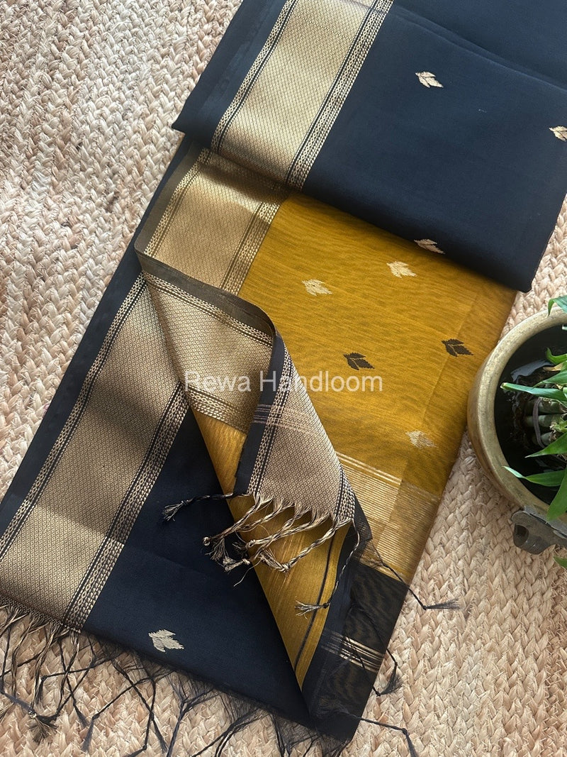 Maheshwari Black Zari Butti Saree PTB0141