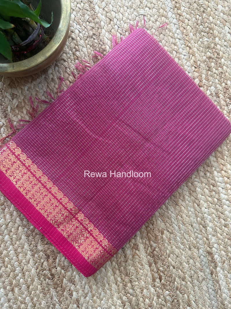 Maheshwari Pink Tissue Silk Saree TCB0071