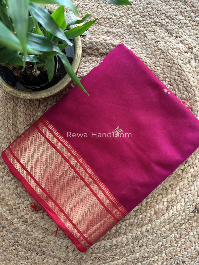 Maheshwari Magenta Zari Butti Saree SW06