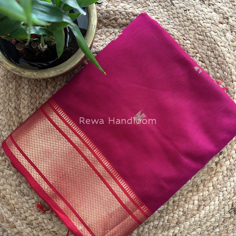 Maheshwari Magenta Zari Butti Saree SW06