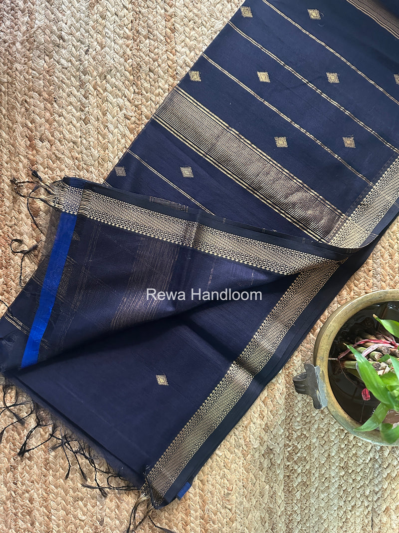 Maheshwari Dark Navy Blue Aami Butti Saree SBT00110