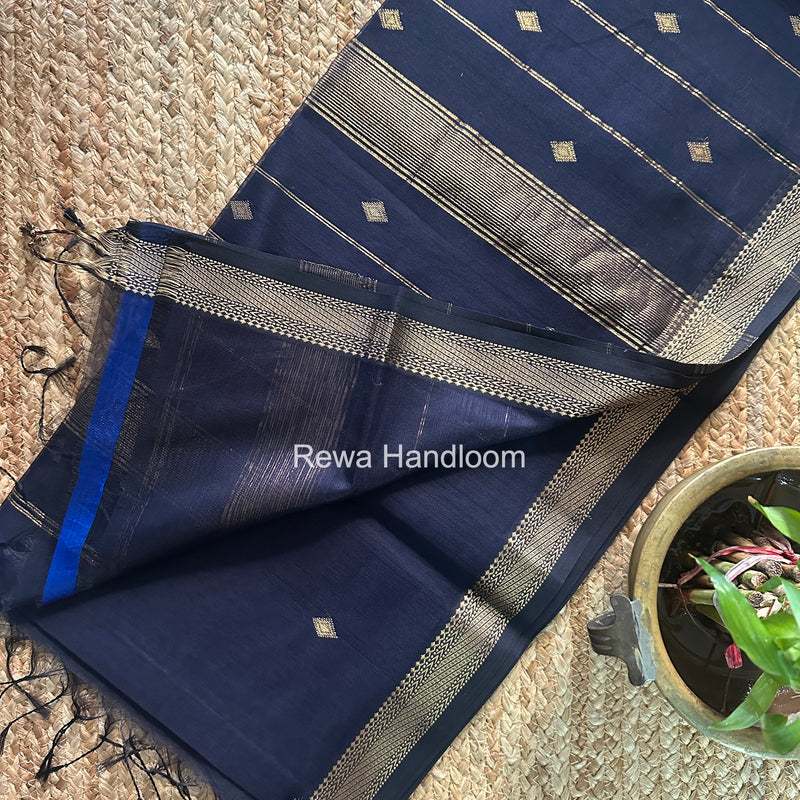 Maheshwari Dark Navy Blue Aami Butti Saree SBT00110