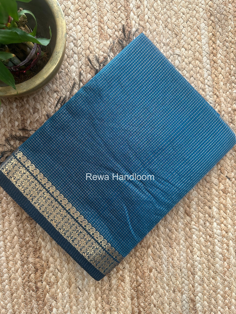 Maheshwari Blue Tissue Silk Saree TCB0069
