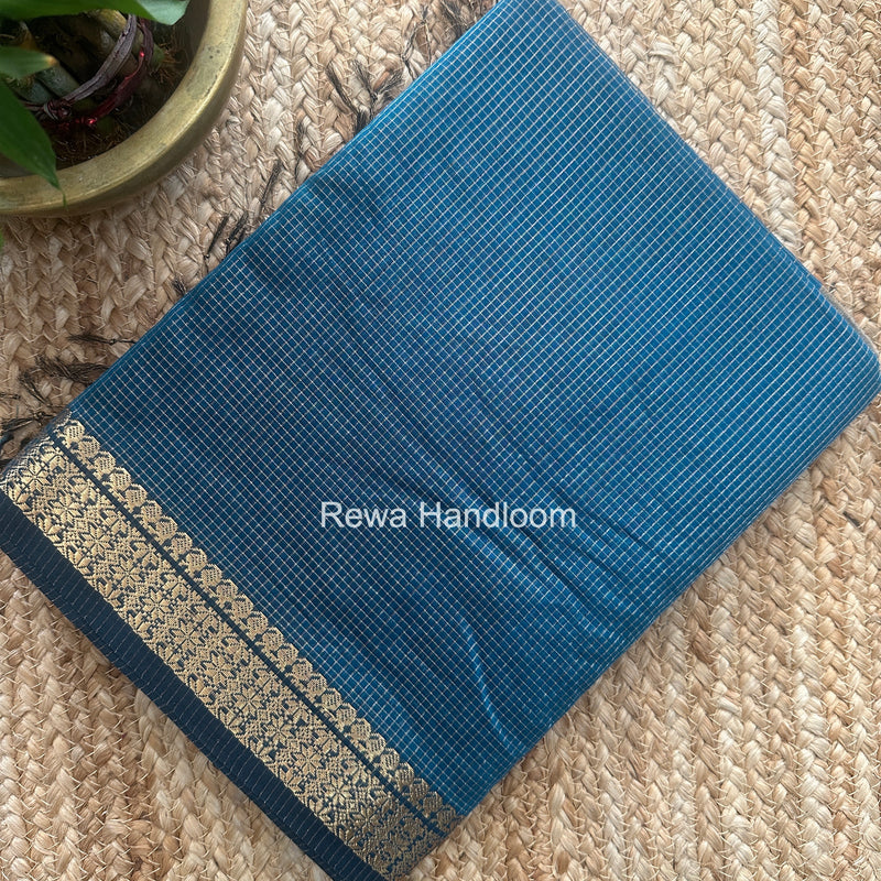 Maheshwari Blue Tissue Silk Saree TCB0069