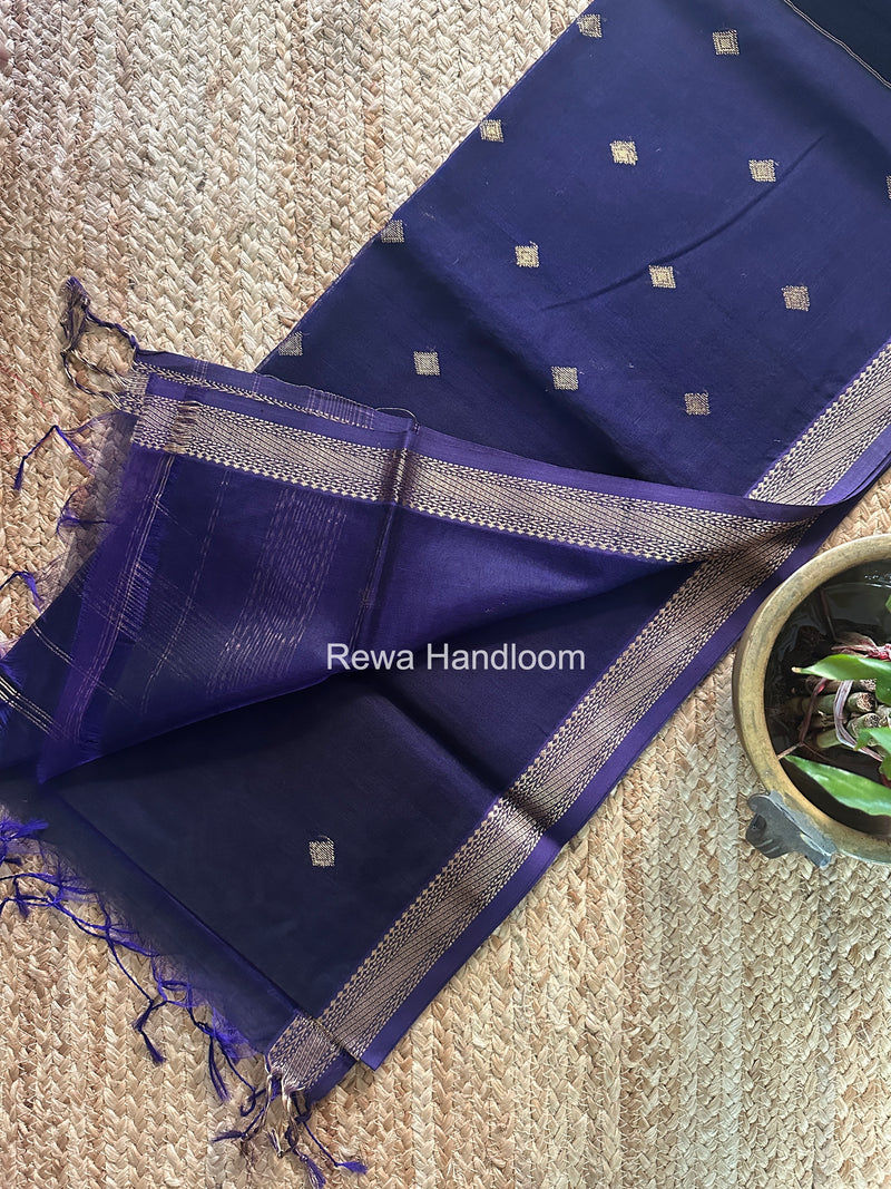Maheshwari Dark Navy Blue Aami Butti Saree SBT00115