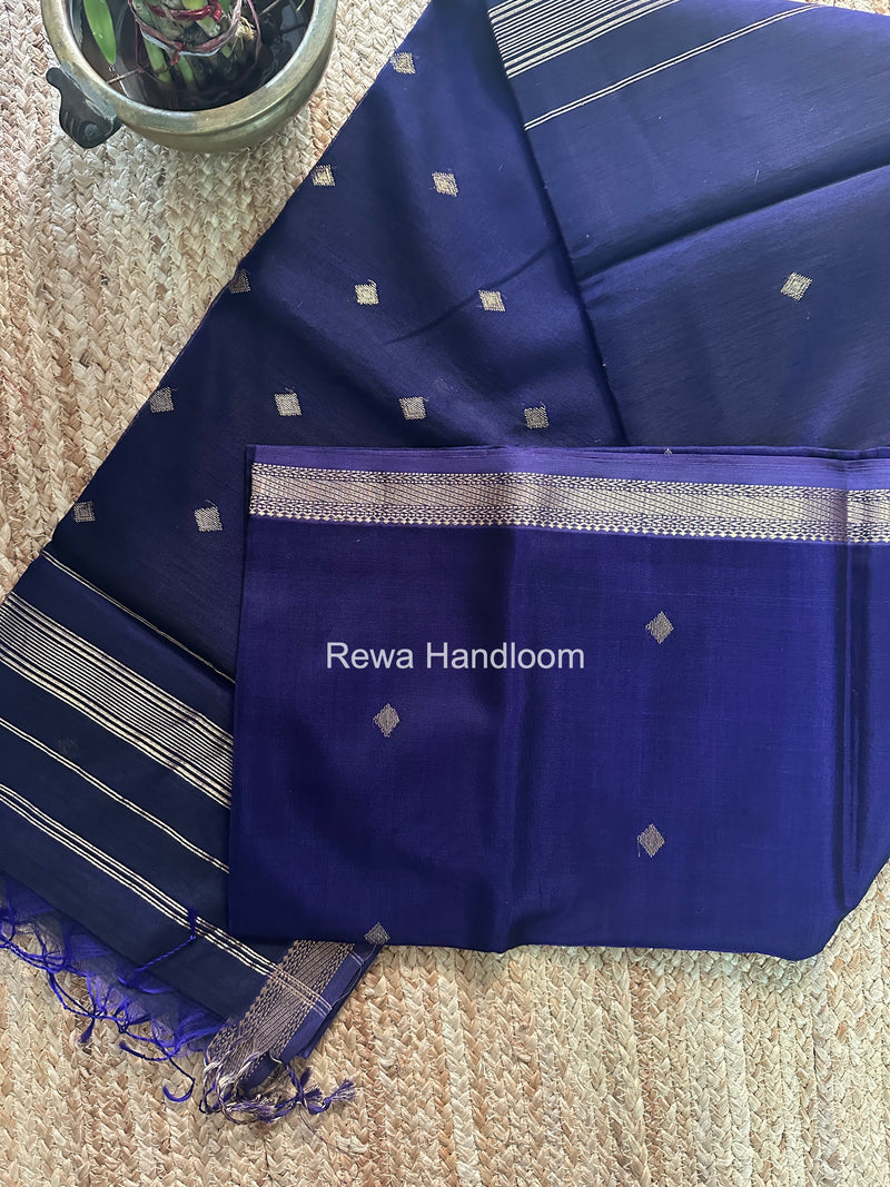 Maheshwari Dark Navy Blue Aami Butti Saree SBT00115