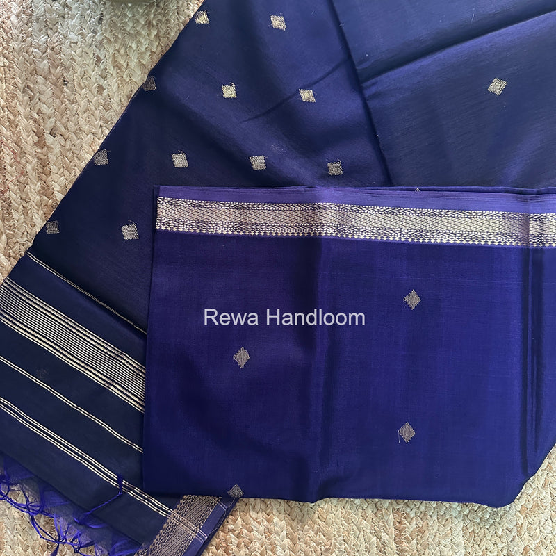 Maheshwari Dark Navy Blue Aami Butti Saree SBT00115