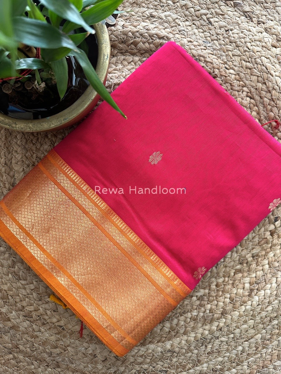 Maheshwari Rani Pink Zari Butti Saree SW013