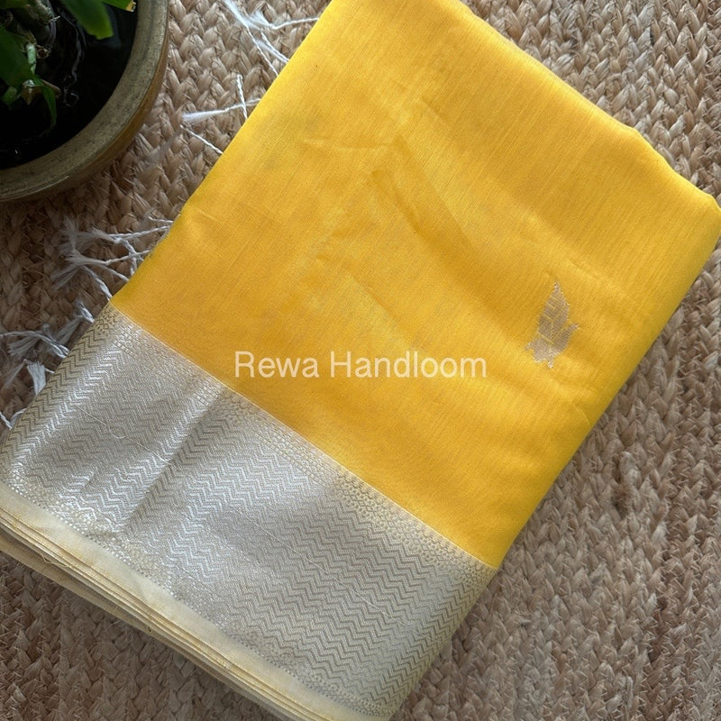 Maheshwari Yellow Silver Butti Saree SGSB021