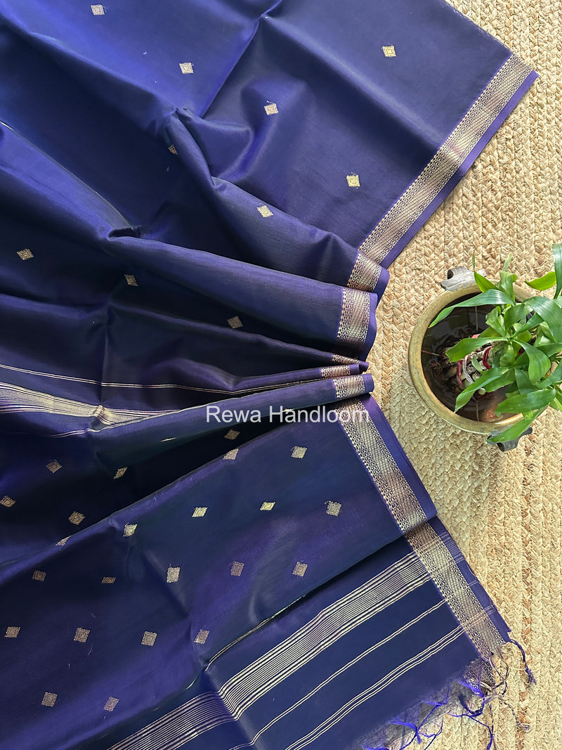 Maheshwari Dark Navy Blue Aami Butti Saree SBT00115
